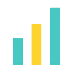 Bar Chart Icon in Teal and Yellow on Transparent Background