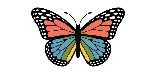 Obraz premium Colorful butterfly with black and white spots on wings isolated on white background