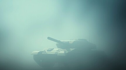 A soft and dreamy atmosphere with a soft cinematic mist enveloping the tank, soft focus, blurred background and soft lighting creating a hazy and ethereal effect.