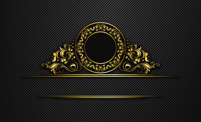luxury gold empty logo floral ornament