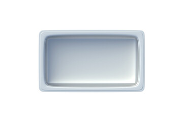 Empty stainless steel deep tray isolated on white background. Bakeware for oven. Cooking utensil for commercial use. Top view. 3d render