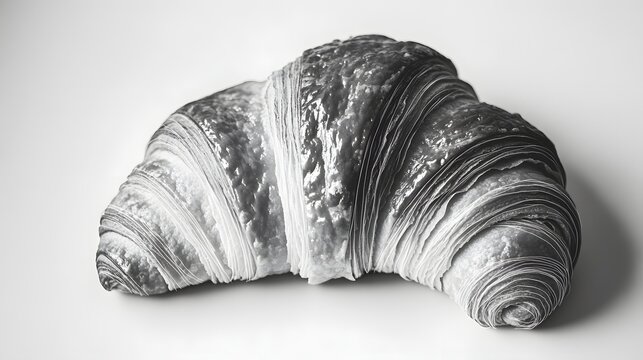 Detailed grayscale image of a sculpted croissant.