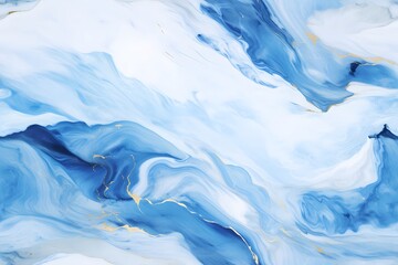 Obraz premium Blue abstract seamless pattern of alcohol ink with gold lines. Fluid art background. Creative texture for wallpaper design.