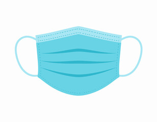 A light blue surgical face mask with ear loops, isolated on a white background, presented in a flat, graphic style.