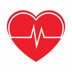 Red heart symbol with a white heartbeat line graphic inside.
