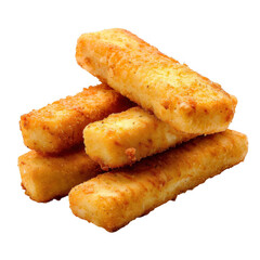 Fish fingers isolated, fishcake sticks isolated on  white and transparent background.