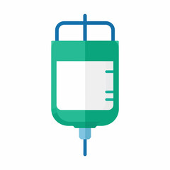 Green intravenous fluid bag, medical drip, healthcare, hospital supplies.