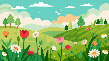 The sweet fragrance of wildflowers permeates the air adding to the idyllic charm of the rural meadow.