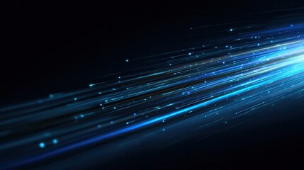 Blue light streak, fiber optic, speed line, futuristic background for 5g or 6g technology wireless data transmission, high-speed internet in abstract. internet network concept.