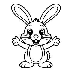 Obraz premium A cheerful cartoon bunny rabbit with outstretched arms, welcoming and friendly.