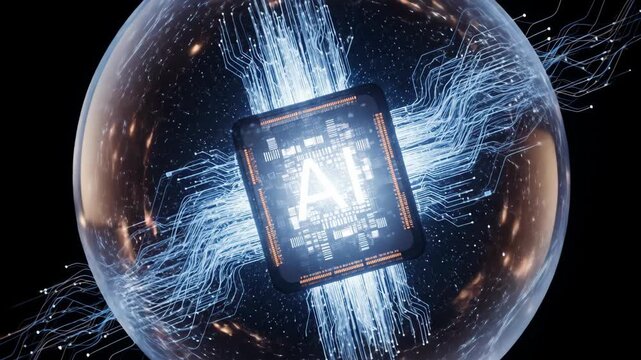 Electric AI Chip Inside Spherical Shell