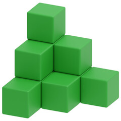 3D Green Pyramid Stack Icon