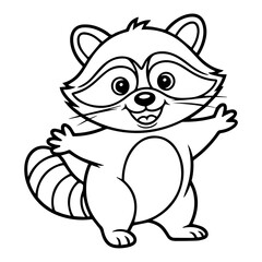 A cartoon raccoon with outstretched arms and a friendly smile.