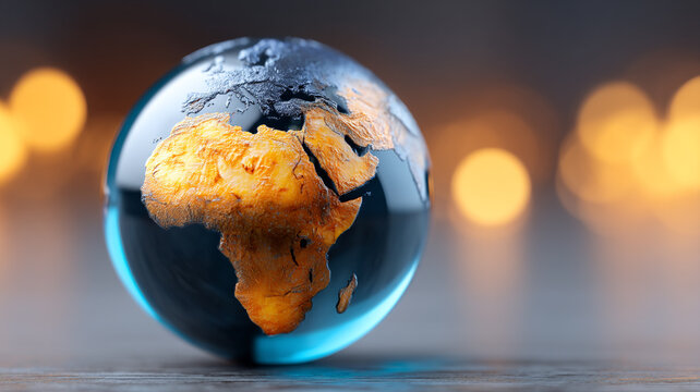 A glass globe showing the continent of africa