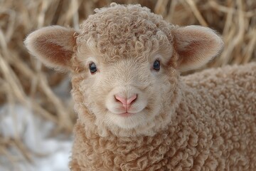 Fototapeta premium Cute Lamb Close-Up Portrait