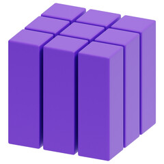 3D Purple Vertical Grid Icon