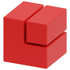 3D Red Offset Cube Icon