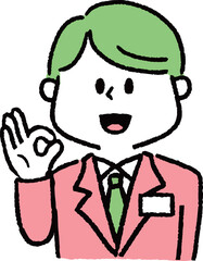 OKサインをするスーツの男性