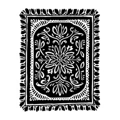 Isolated Madhubani Filled Rectangle black white on plain background