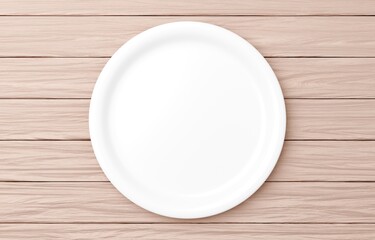 3Dイラスト_皿_木のテーブル