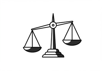 Simple black and white illustration of justice scales with one side lower