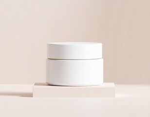 Minimal Open Cream Jar Mockup with Visible Texture – 3D Cosmetic Product on Nude Background