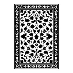 Isolated Mughal Filled Rectangle black white on plain background