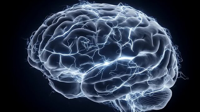 Brain Visualization with Neural Activity on Dark Background