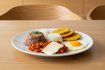 A traditional Nicaraguan breakfast, known as "desayuno típico," is a hearty and flavorful meal centered around gallo pinto, a mix of red beans and rice.
