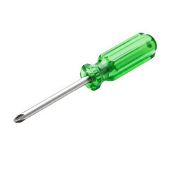 Green handled screwdriver tool equipment isolated on transparent background