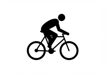 Naklejka premium Simple black silhouette of a person riding a bicycle on a white background