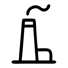 Simple Outline Factory Building with Smoke Stack Industrial Icon Illustration