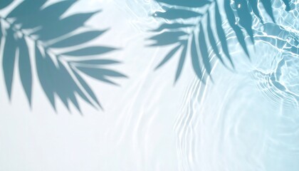 Tranquil water surface with leaf shadows