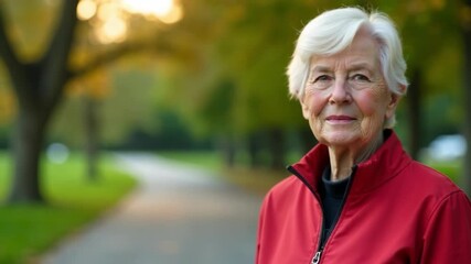 senior woman in park for exercise, training and start for workout in nature. Retirement, happy and mature person warm up for wellness, mobility and health outdoors - Powered by Adobe