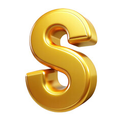 Naklejka premium Golden Letter S 3D Render on Transparent Background