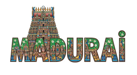 Madurai Temple with India Travel Landmark.