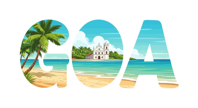 Goa Beach Scenery India Travel Vector.