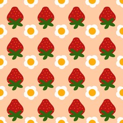 seamless background with berries. kawaii design. 