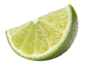 Closeup of a Fresh Lime Wedge with Vibrant Green Pulp.