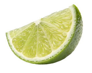 Fresh Juicy Lime Wedge Isolated on White.