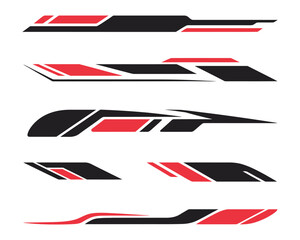 Side car body vector stripes decal set featuring matching vehicle stripe designs for both sides of the car body

