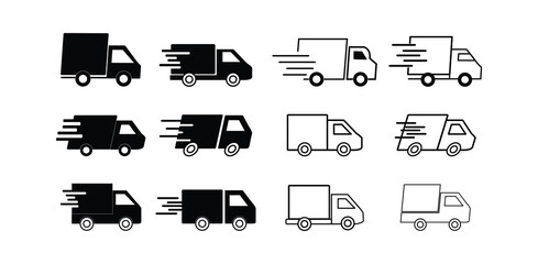 Delivery Van Silhouette Vector – Minimal Line Icon for E‑commerce, Freight and Courier Apps.