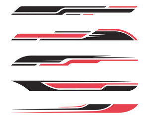 Vehicle decal vector set with side car body stripes designed for both left and right parts