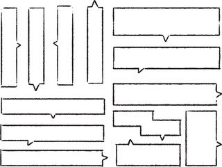 横長・縦長などの四角い手書きの吹き出しのセット
