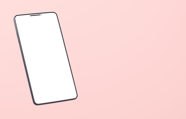3D素材_スマートフォン_ブラック_ピンク