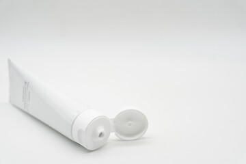 Minimal White Toothpaste Tube with Copy Space. White toothpaste tube with simple 