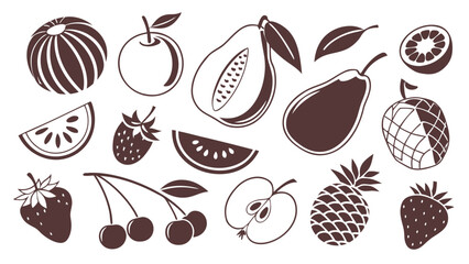 Fruits of the World Silhouette Icon Bundle Vectors 