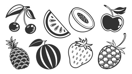 Monochrome Fruit Icons – Vector Silhouettes
