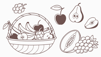 Silhouette Bundle of 36 Fresh Fruits Icon Pack.