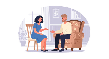 Illustration of a Therapist and Patient in a Counseling Session.